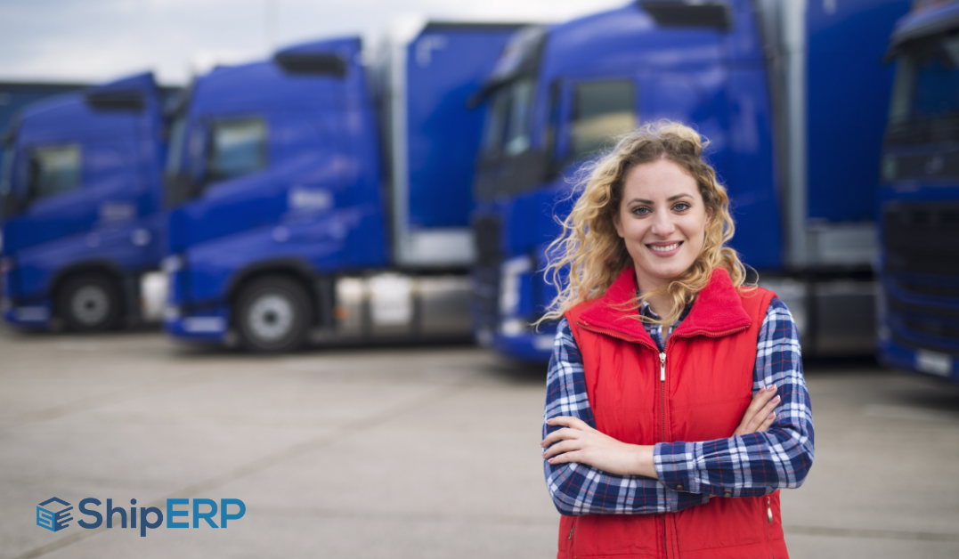 Transportation management system driver in front of trucks