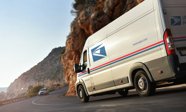 USPS Address Validation Delivery van on the road